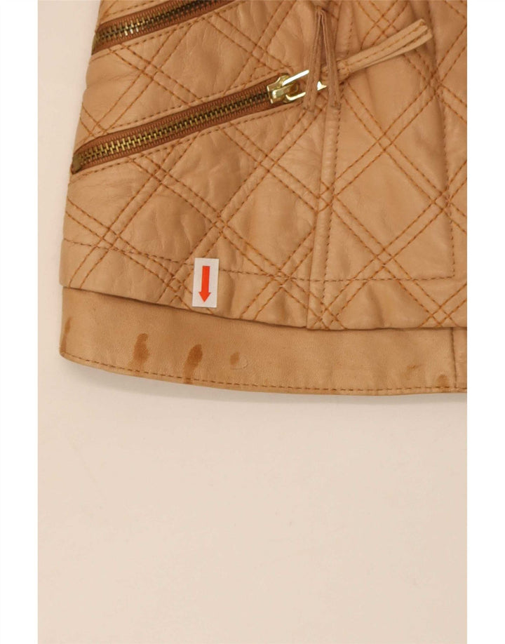 Zara γυναικείο δερμάτινο καπιτονέ μπουφάν Zara 8 Small Beige Polyester