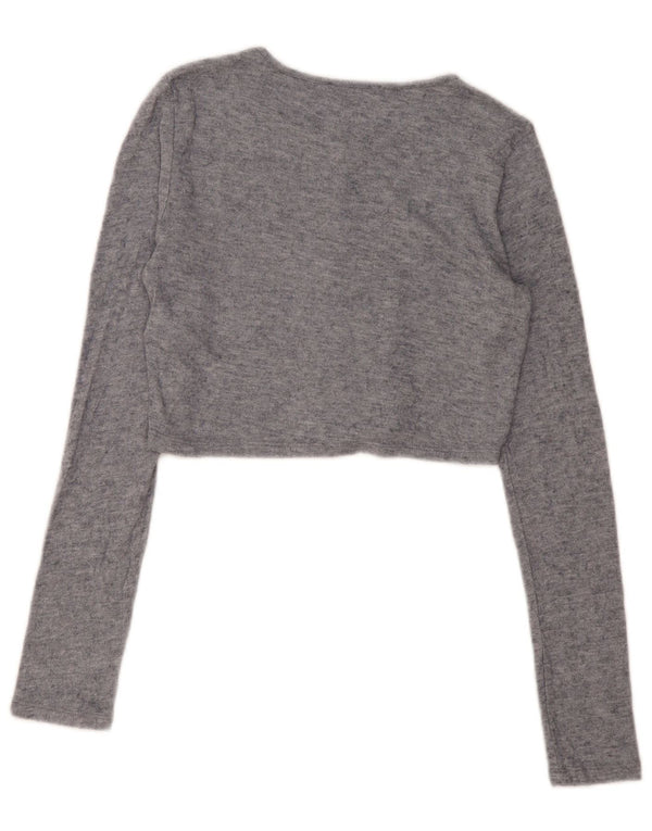 Zara Γυναικεία Ζακέτα Crop UK 10 Small Grey Viscose