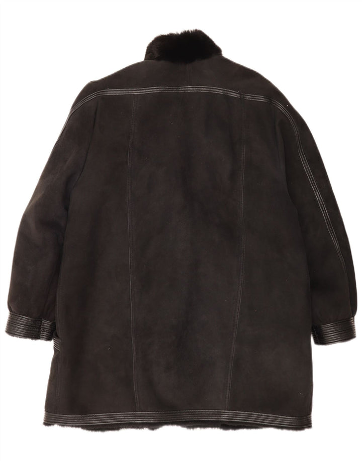 Vintage Γυναικείο Παλτό Shearling UK 16 Large Μαύρο