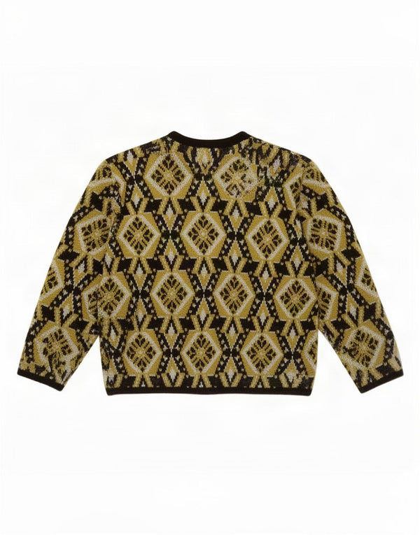 Vintage Womens Cardigan Sweater IT 46 Large Khaki Geometric