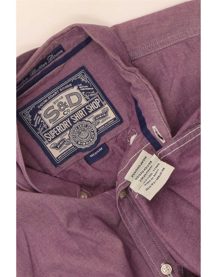 Ανδρικό πουκάμισο Superdry Βαμβακερό μεσαίο μωβ