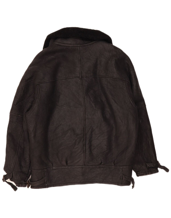 Vintage Ανδρικό Shearling Jacket UK 42 XL Μαύρο