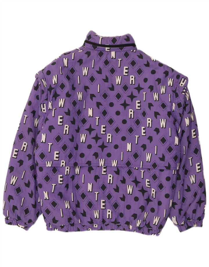 Vintage Ανδρικό Bomber Jacket UK 40 Large Purple Geometric
