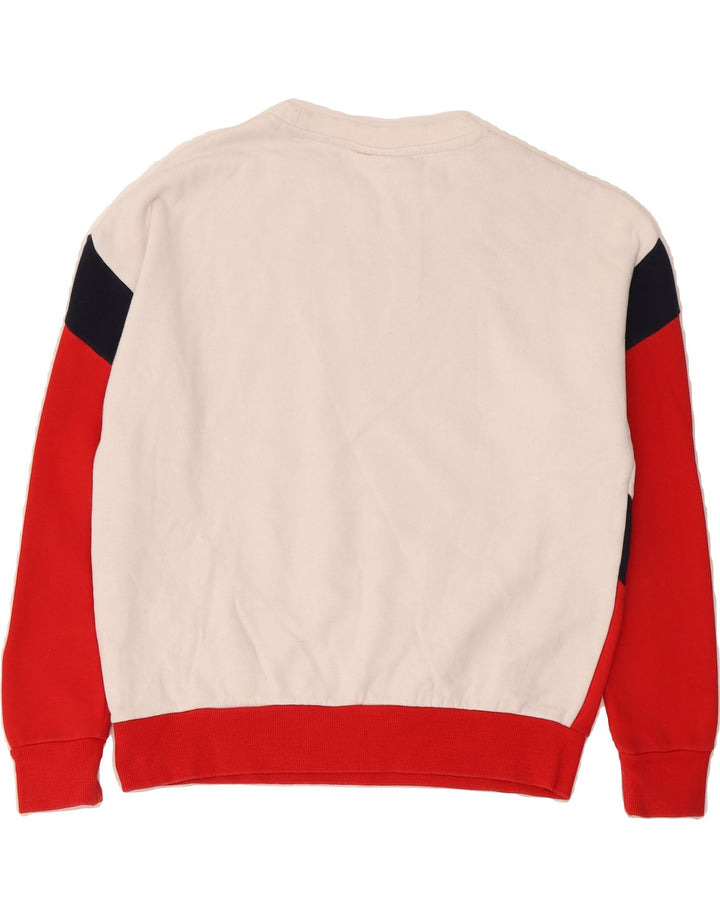 FILA Womens Oversized Sweatshirt Jumper UK 10 Small White Colourblock Vintage Fila and Second-Hand Fila from Messina Hembry 