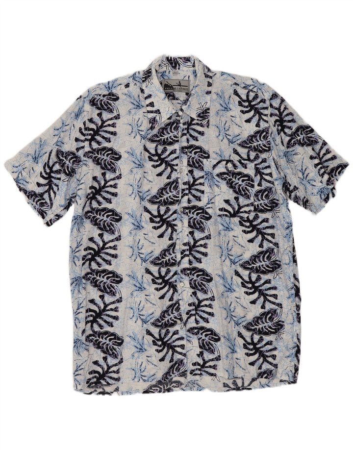 Ανδρικό κοντομάνικο πουκάμισο FOLLIE μέγεθος 41/42 Μεγάλο μπλε ναυτικό φλοράλ βισκόζη