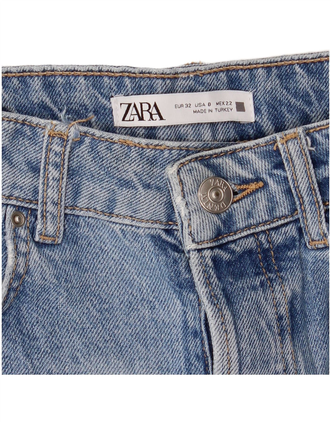 Zara γυναικείο ψηλόμεσο τζιν σορτς EU 32 2XS W22 μπλε