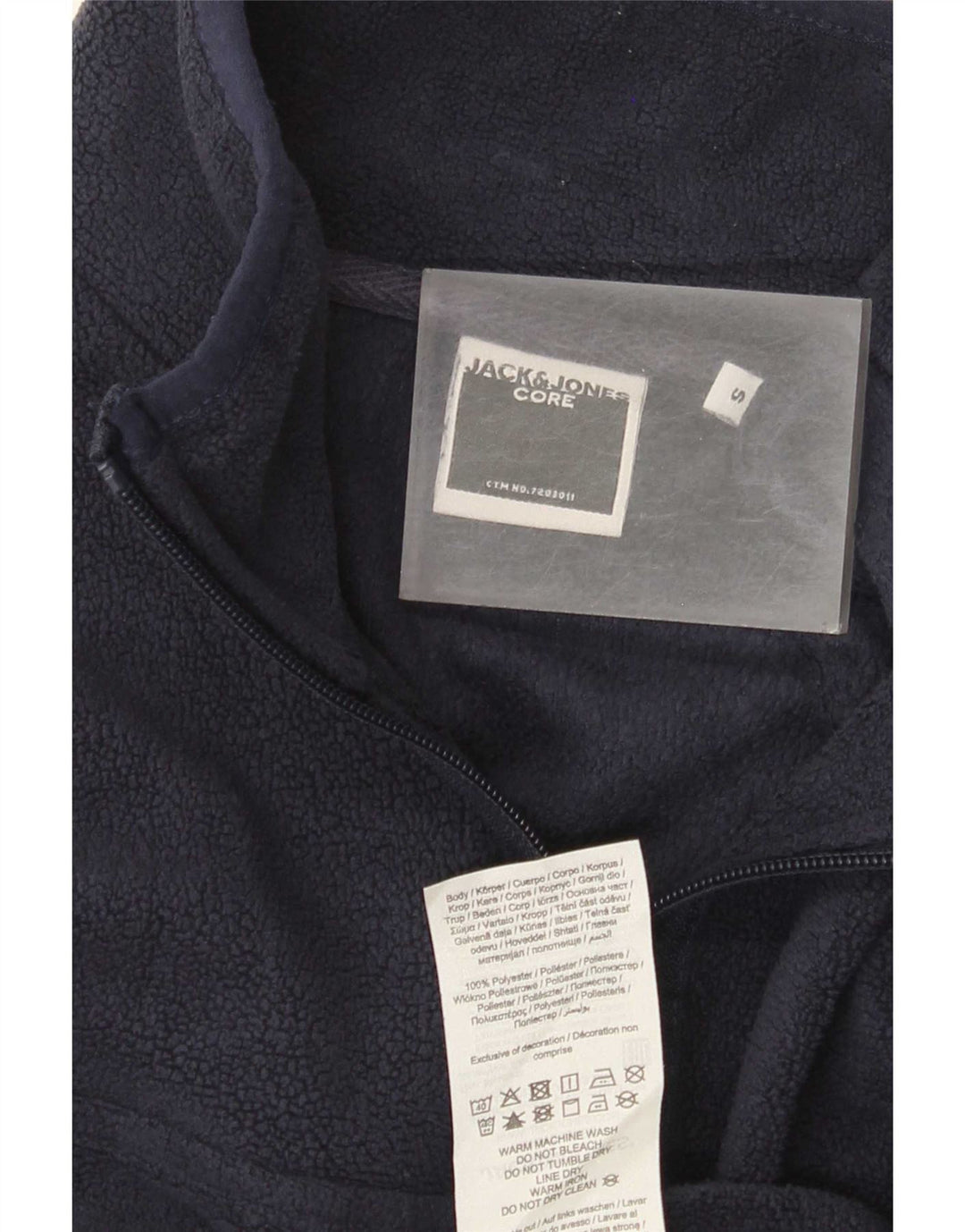 Jack & Jones Ανδρικό φερμουάρ με λαιμόκοψη Fleece Jumper Μικρό Navy Blue Polyester