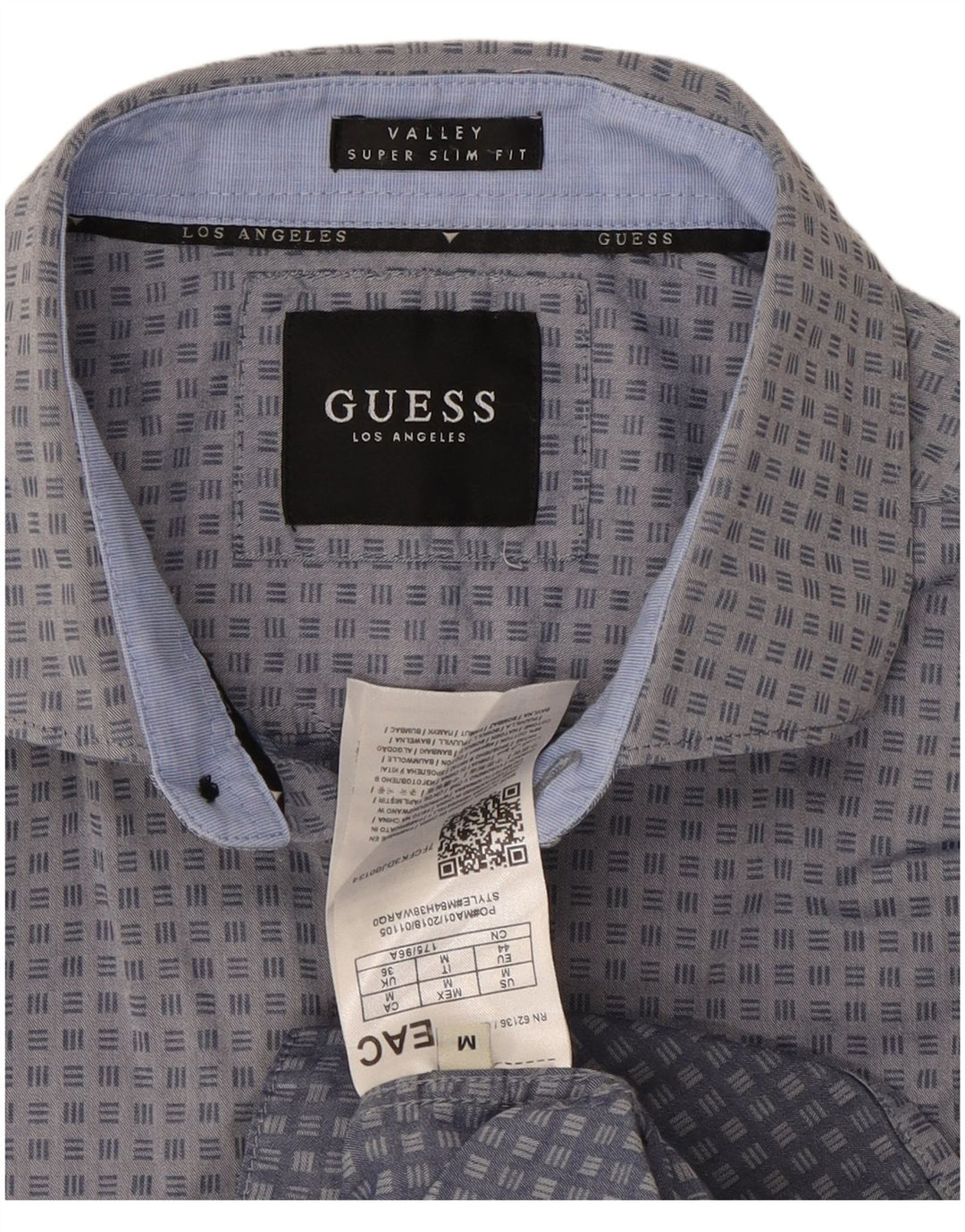 Ανδρικό πουκάμισο Guess Valley Super Slim Fit Medium Grey Geometric Cotton