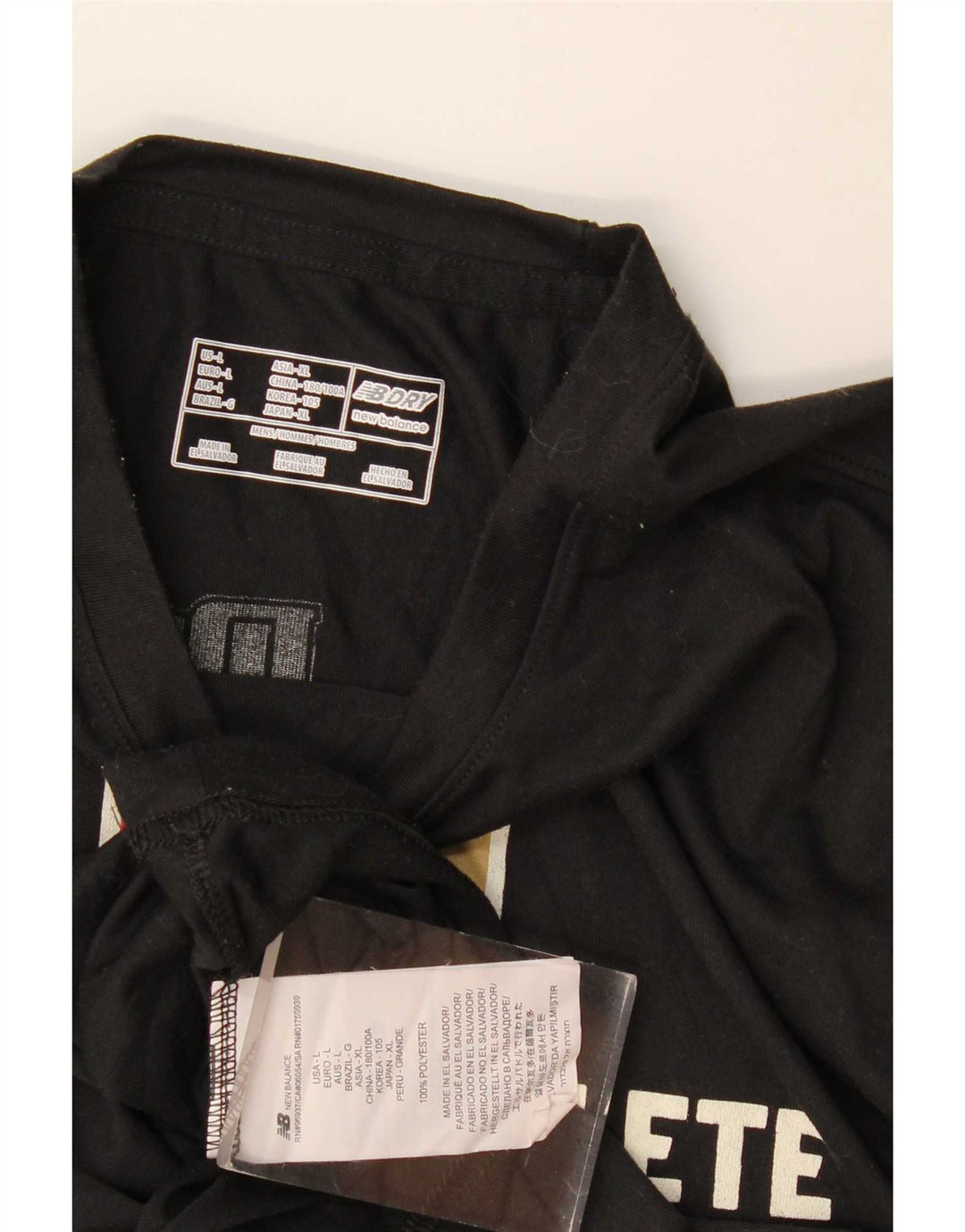 Ανδρικό γραφικό T-Shirt New Balance Top Large Μαύρο Πολυεστέρας