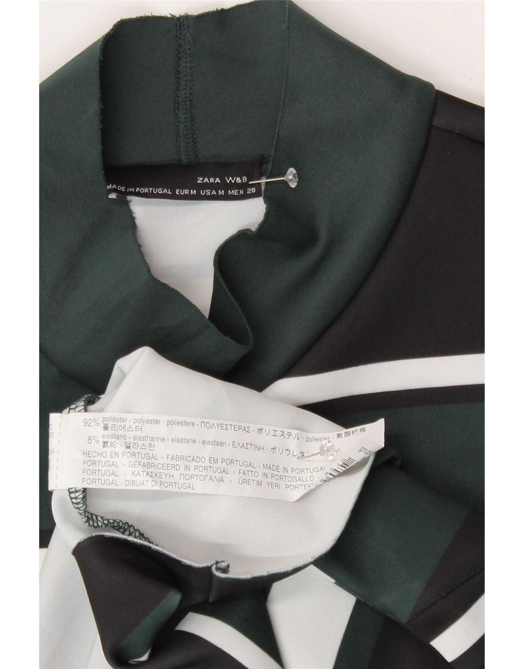 Zara Γυναικεία Μπλούζα Τοπ UK 12 Medium Green Colourblock Polyester