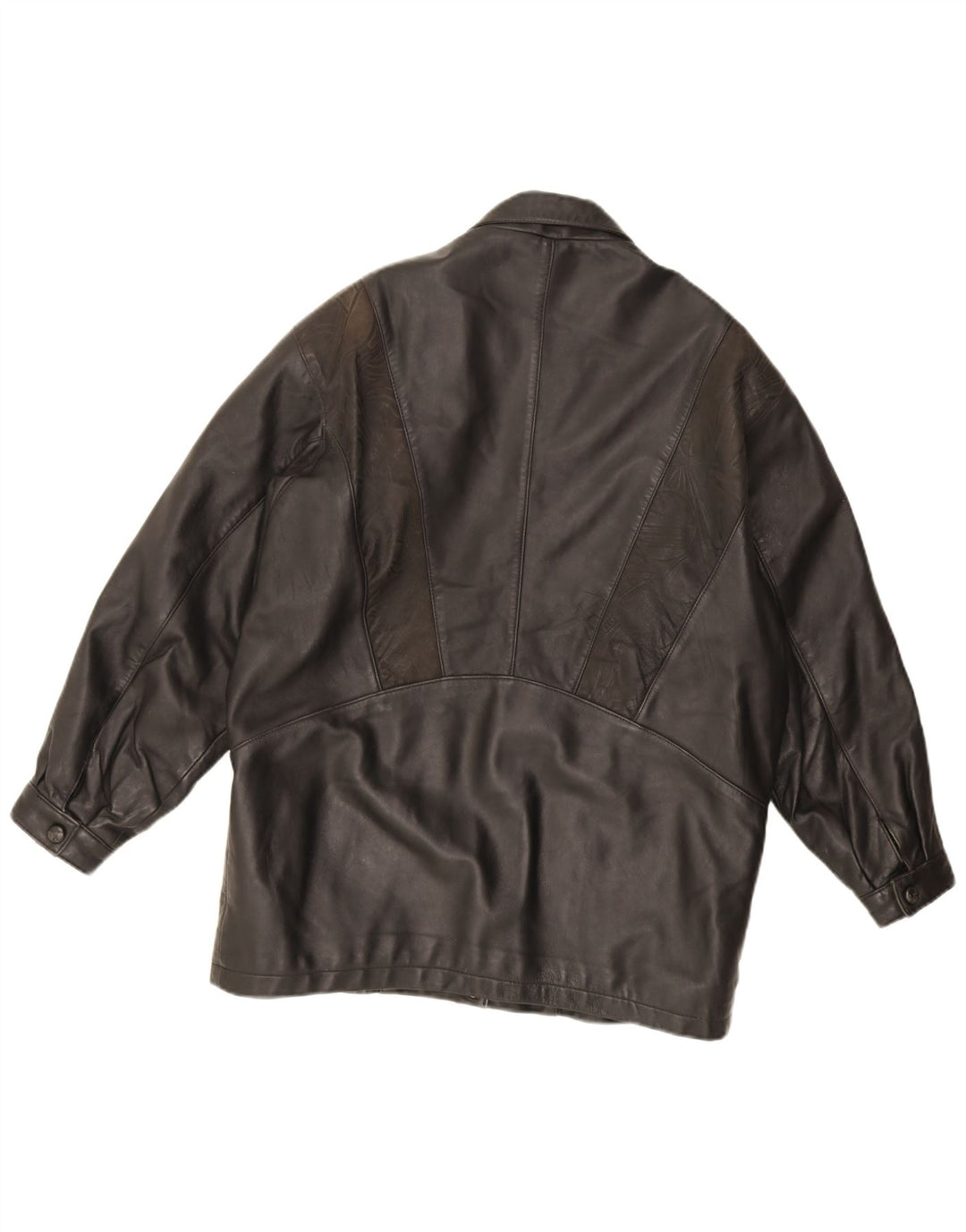 Vintage Γυναικείο Oversized Δερμάτινο Μπουφάν UK 16 Large Black Leather
