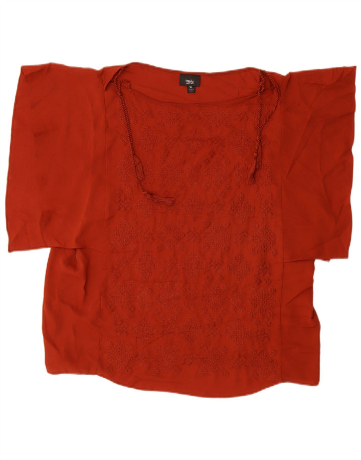 MOSSIMO Γυναικεία μπλούζα με ρόπαλο τοπ UK 18 XL Maroon γεωμετρικός πολυεστέρας