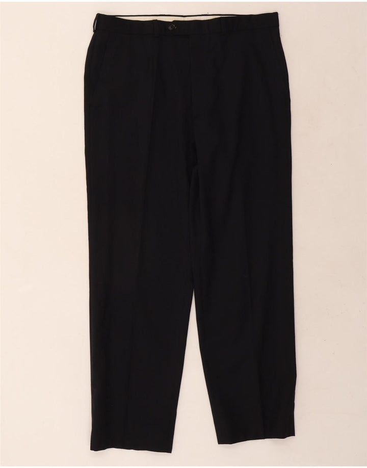 Ανδρικό ίσιο παντελόνι Marks & Spencer W34 L29 Navy Blue Wool