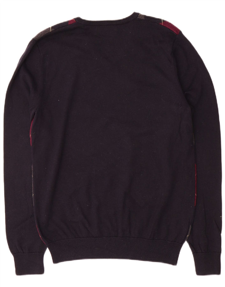 Fred Perry Ανδρικό πουλόβερ με λαιμόκοψη με λαιμόκοψη μεσαίου μήκους μπλε Argyle/Diamond