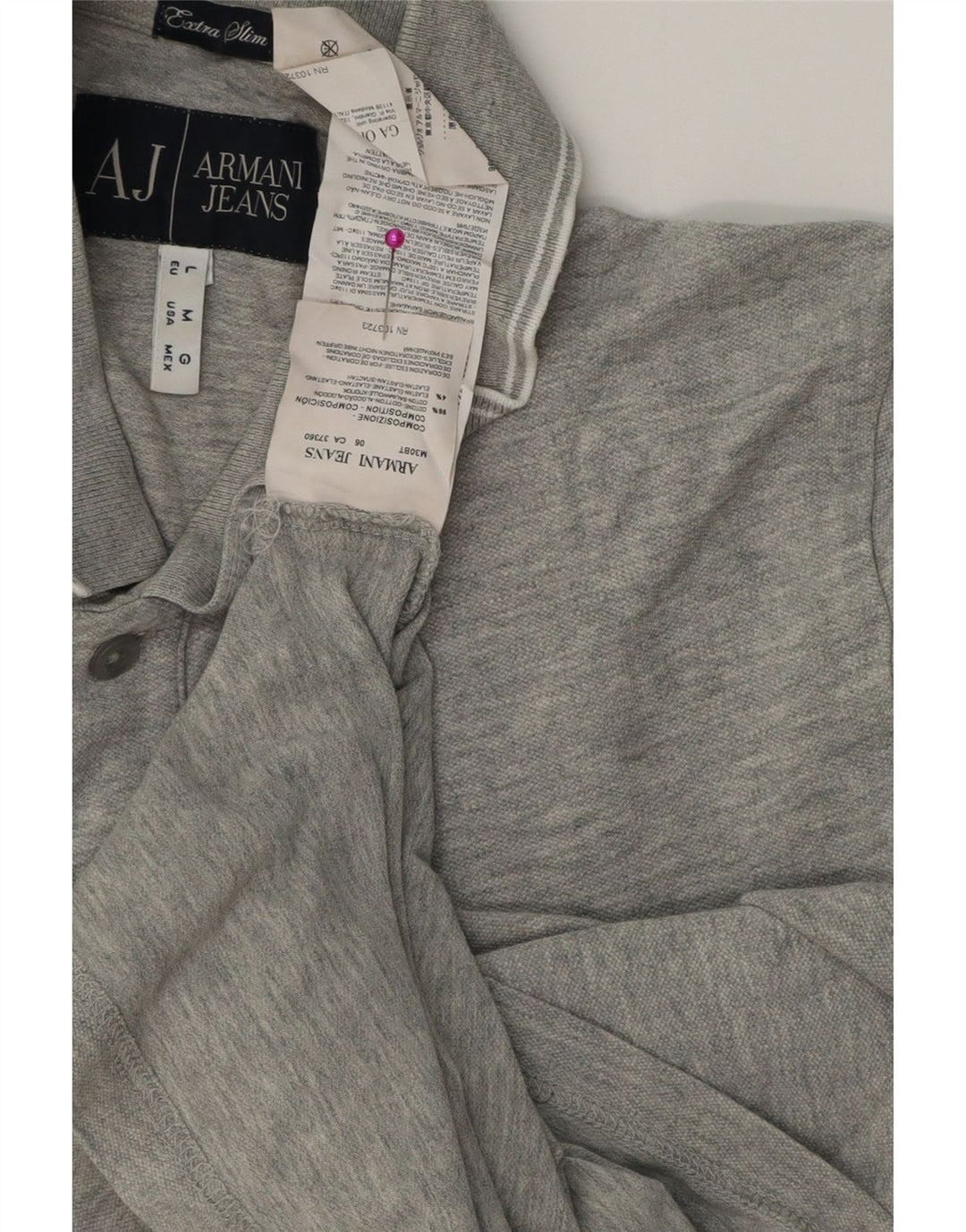 Armani Jeans Ανδρικό Extra Slim Fit Πόλο Μπλουζάκι Μεσαίο γκρι βαμβακερό