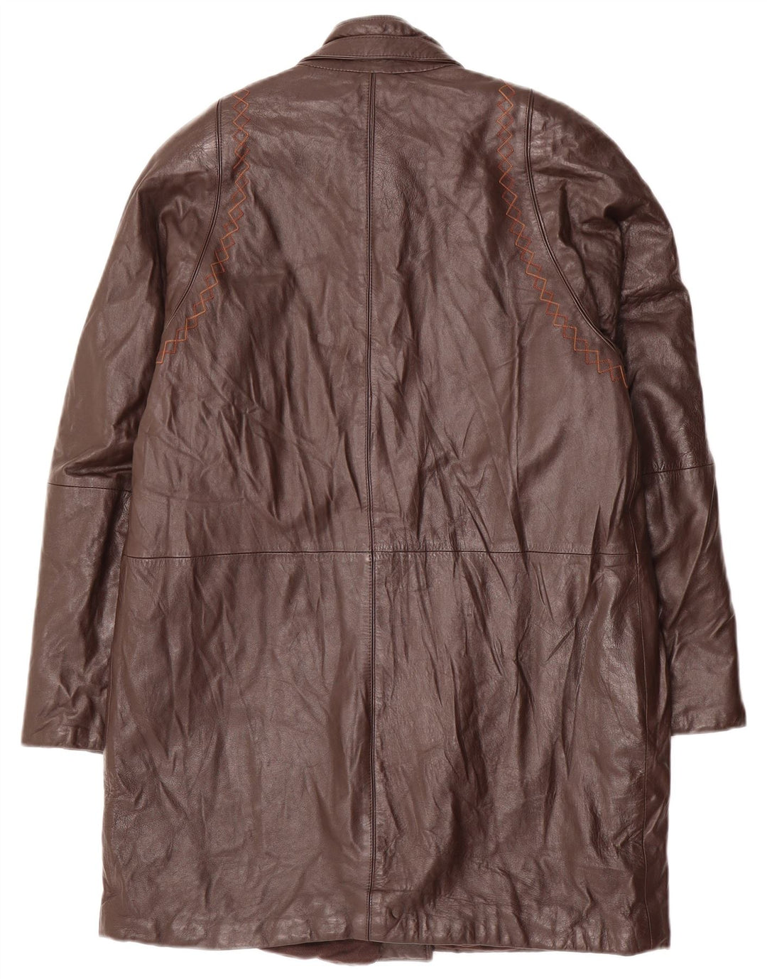 VINTAGE Γυναικείο Δερμάτινο Παλτό UK 14 Μεσαίο Καφέ