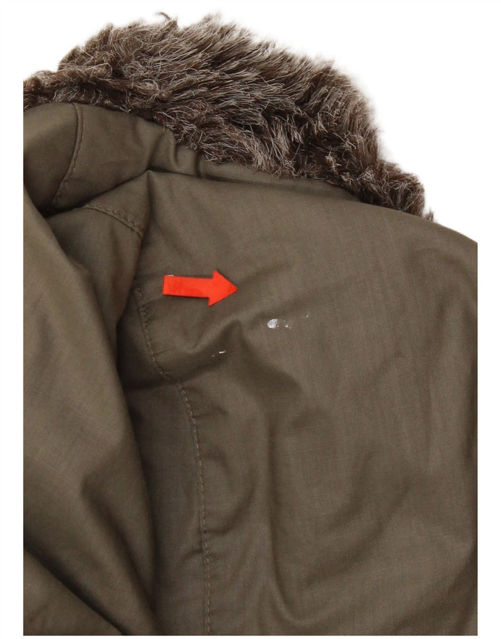 Vintage γυναικείο παλτό με κουκούλα Duffle EU 36 Small Khaki