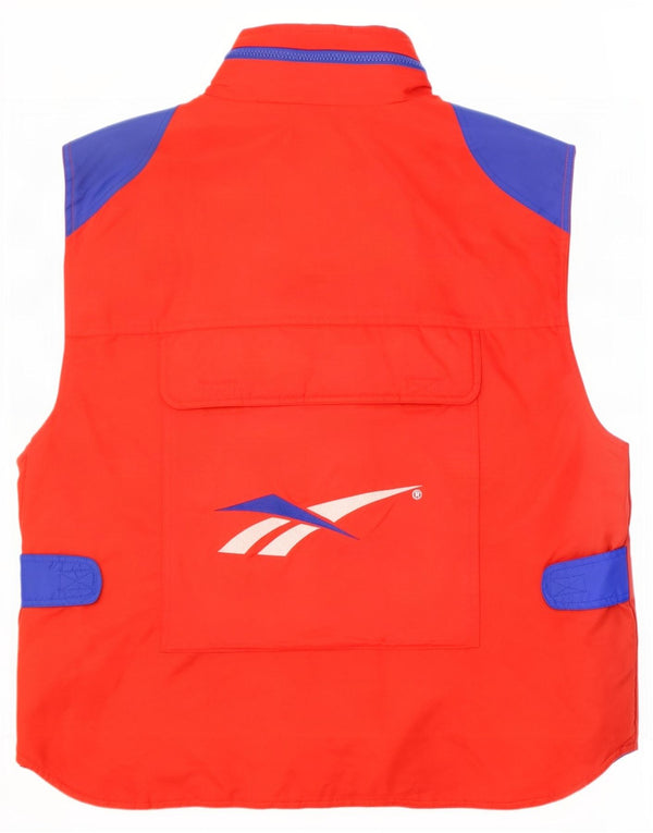 Reebok Mens Graphic Hooded Utility Gilet UK 42 XL Red Colourblock Polyamide