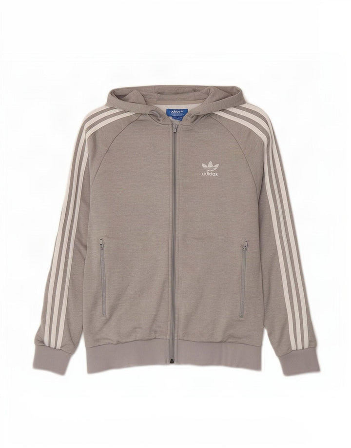 Ανδρικό πουλόβερ με κουκούλα με φερμουάρ Adidas Μικρό γκρι πολυεστέρα
