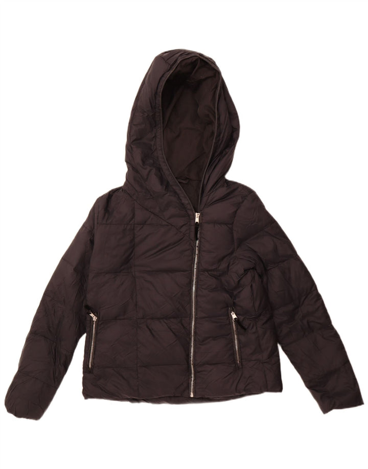 Zara Γυναικείο μπουφάν με κουκούλα UK 14 Medium Black Nylon