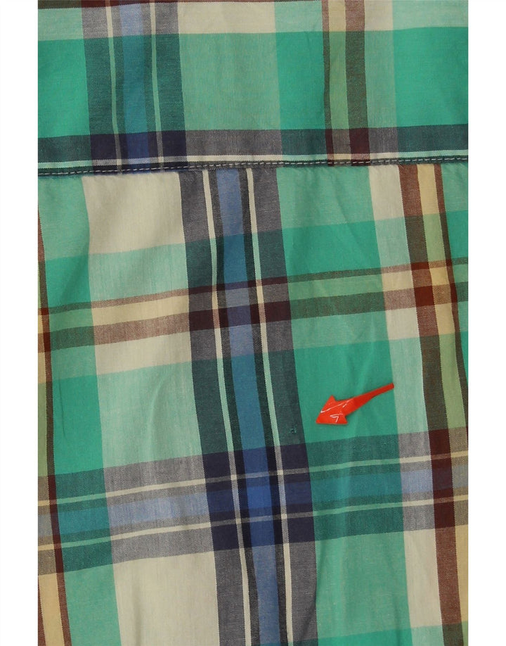 CHAPS Mens Short Sleeve Shirt Medium Green Check Cotton Vintage Chaps and Second-Hand Chaps from Messina Hembry 