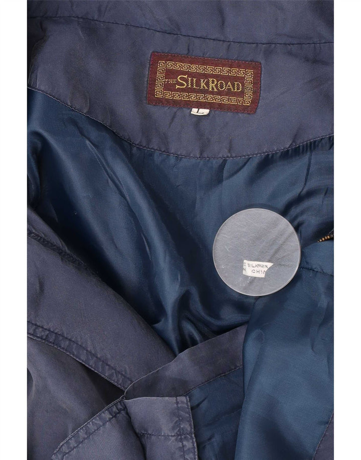 Vintage Ανδρικό Utility Jacket UK 40 Large Navy Blue Silk