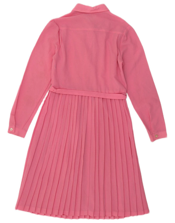Vintage γυναικείο μακρυμάνικο φόρεμα A-line UK 10 Small Pink