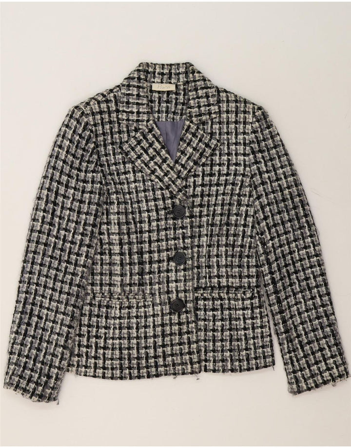 PACO Womens 3 Button Blazer Jacket UK 10 Small Black Check Acrylic Vintage Paco and Second-Hand Paco from Messina Hembry 