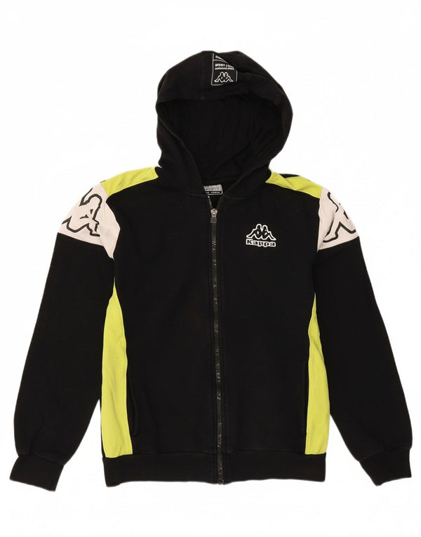 Kappa Boys Graphic Zip Hoodie Sweater 13-14 Years Black Colourblock Cotton