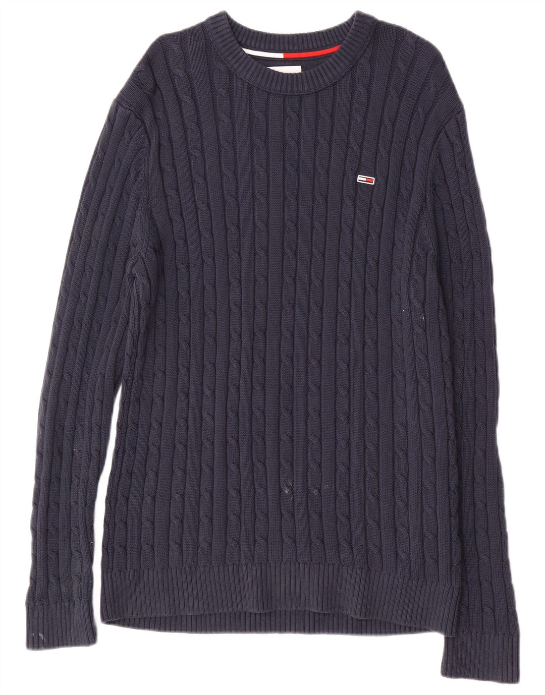 TOMMY HILFIGER Ανδρικό γραφικό πουλόβερ με λαιμόκοψη μεσαίου μπλε ναυτικού