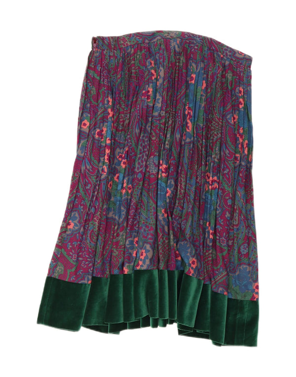 VINTAGE Womens Flared Skirt IT 44 Medium W32 Purple Paisley Viscose