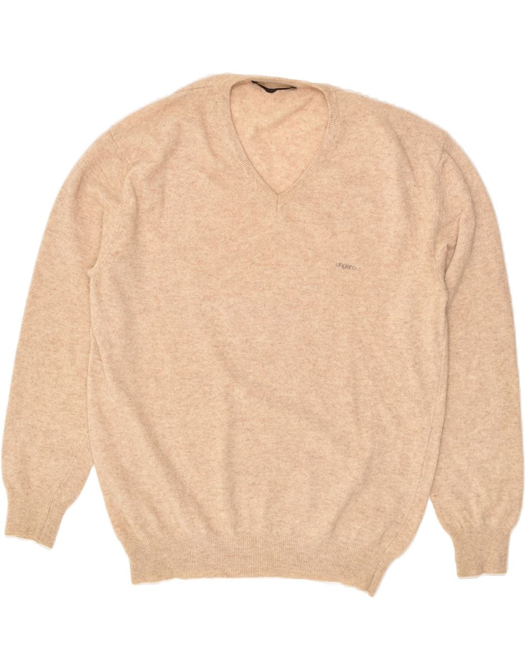 UNGARO Mens V-Neck Jumper Sweater IT 54 XL Beige | Vintage Ungaro | Thrift | Second-Hand Ungaro | Used Clothing | Messina Hembry 