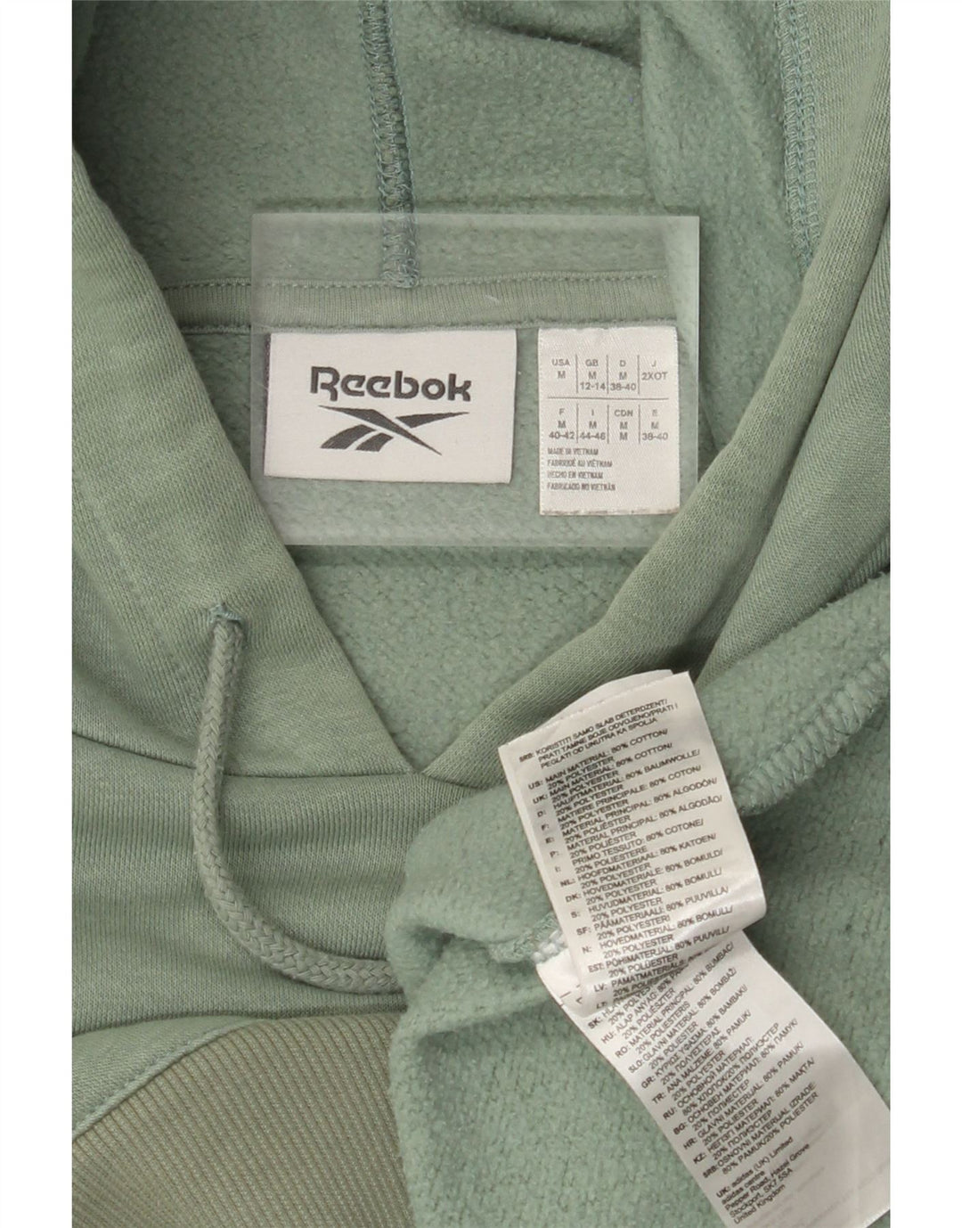 Reebok Γυναικείο Crop Asymmetric Hoodie Jumper UK 12/14 Μεσαίο πράσινο βαμβακερό