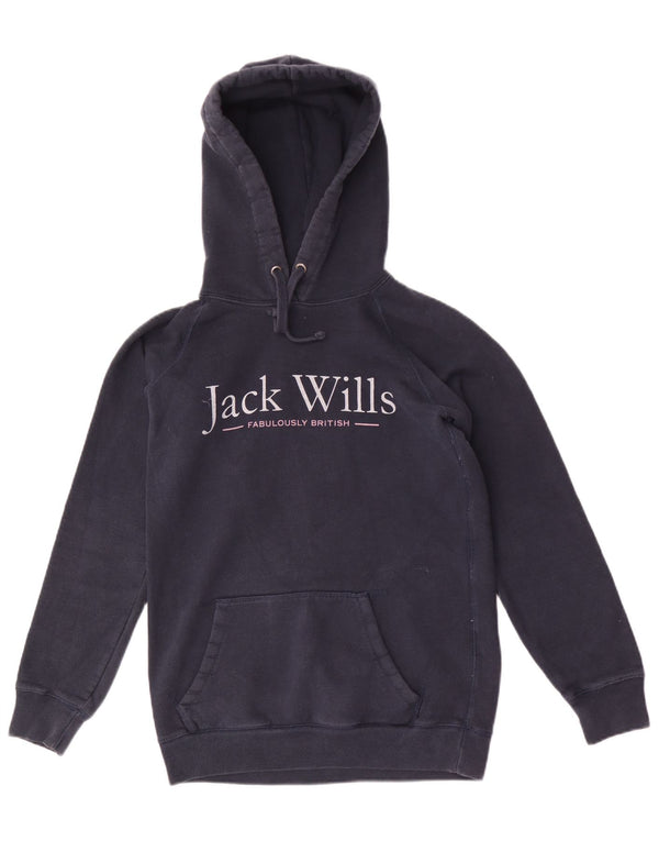 Jack Wills Γυναικείο Γραφικό Φούτερ UK 6 XS Navy Blue Cotton