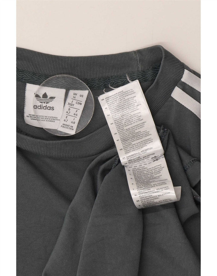 Adidas Γυναικείο τοπ μακρυμάνικο UK 16 μεγάλο γκρι βαμβακερό