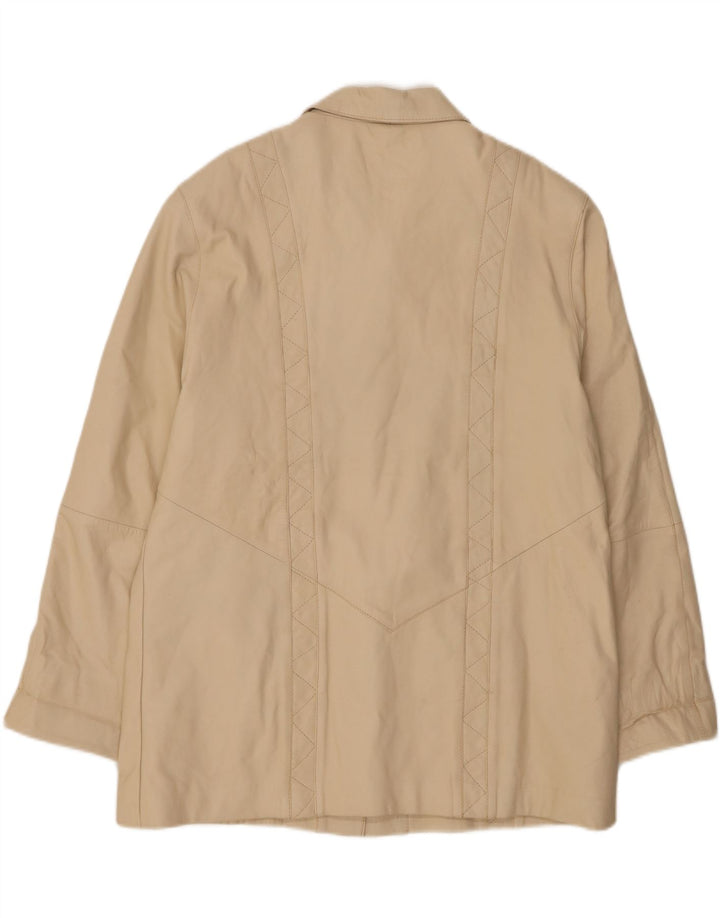 VINTAGE Womens Leather Jacket UK 20 2XL Beige Vintage Vintage and Second-Hand Vintage from Messina Hembry 