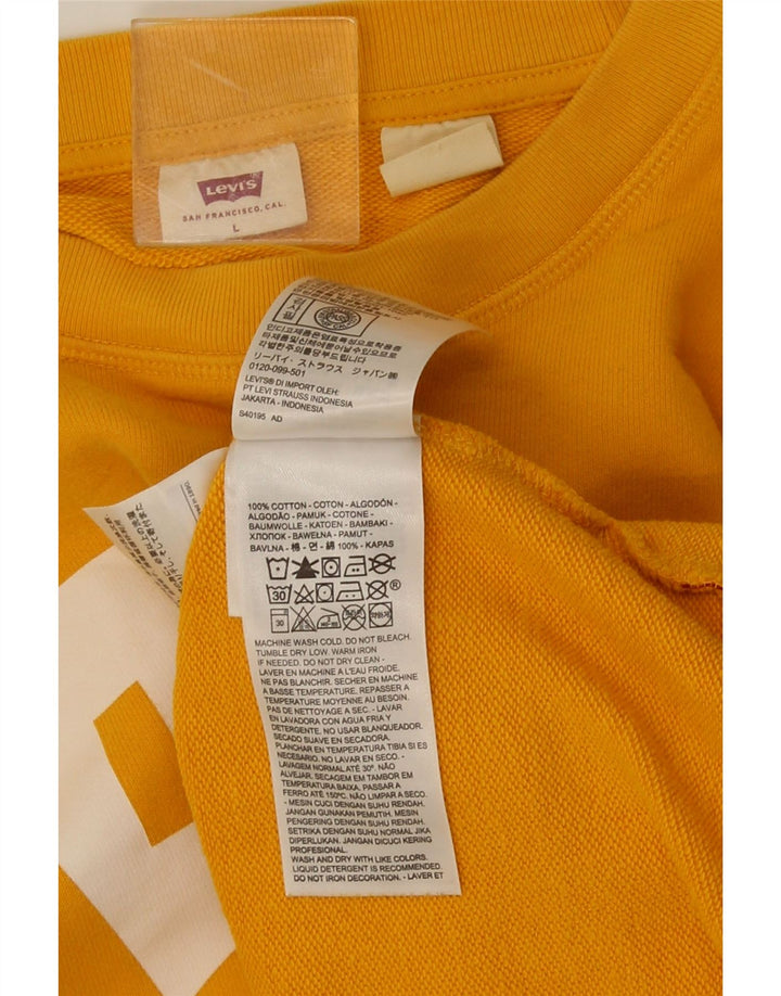 Γυναικείο γραφικό φούτερ Levi's Jumper UK 16 μεγάλο κίτρινο βαμβακερό