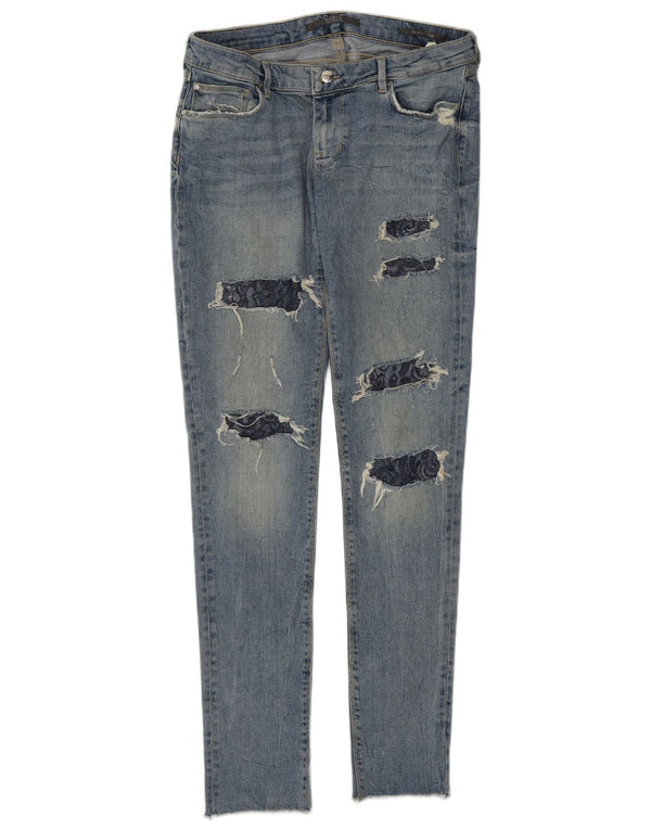 Guess Womens Distressed Skinny Jeans W30 L32 Blue Cotton