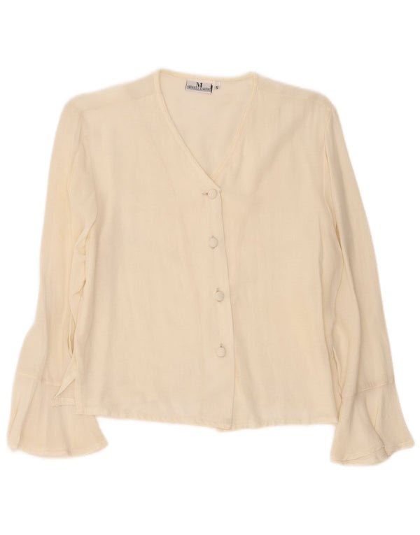 Mirella Mori Γυναικεία μπλούζα πουκάμισο UK 10 Small Off White Viscose
