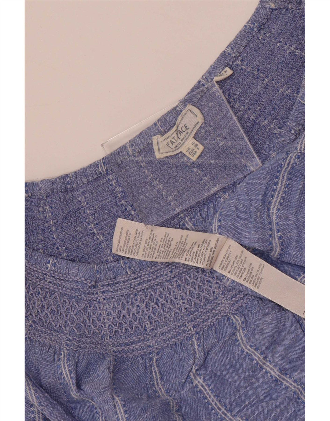 Fat Face Γυναικεία Crop Oversized Top 3/4 μανίκια UK 10 Small Blue ριγέ