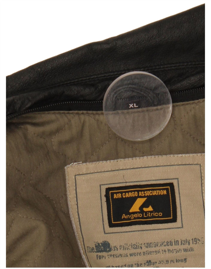 ANGELO LITRICO Ανδρικό Δερμάτινο Μπουφάν UK 42 XL Μαύρο Δερμάτινο