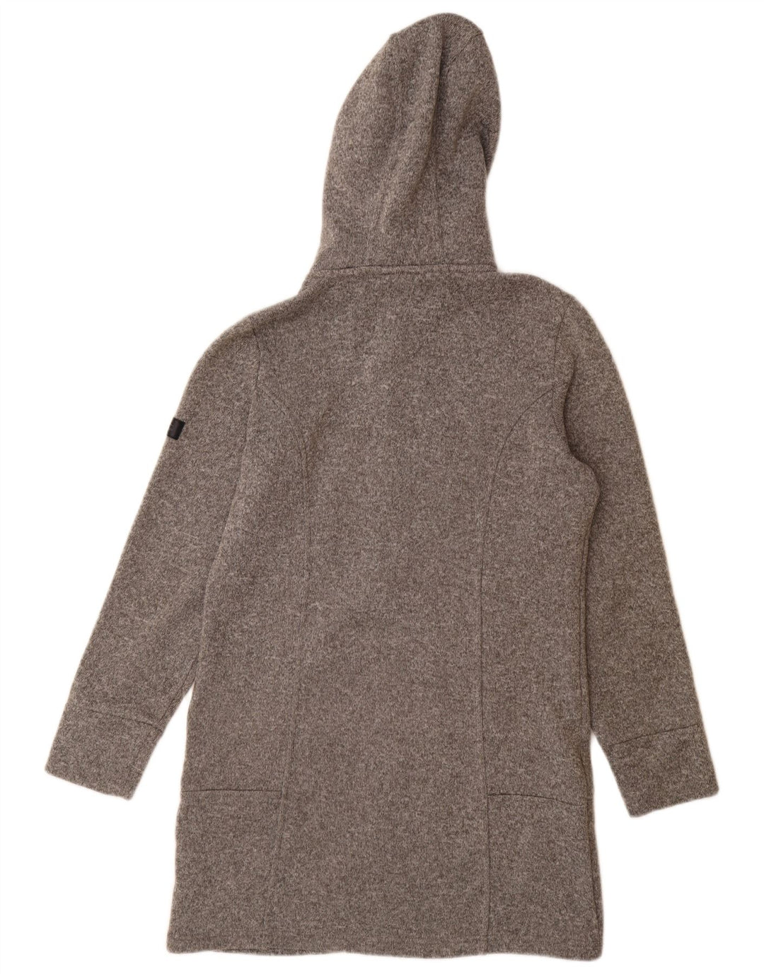 VINTAGE Γυναικείο πουλόβερ με φερμουάρ με κουκούλα UK 14 Μεσαίο γκρι πολυεστέρα