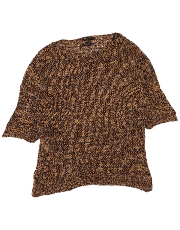 MASSIMO DUTTI Womens Boat Neck Jumper Sweater UK 10 Small Brown Flecked