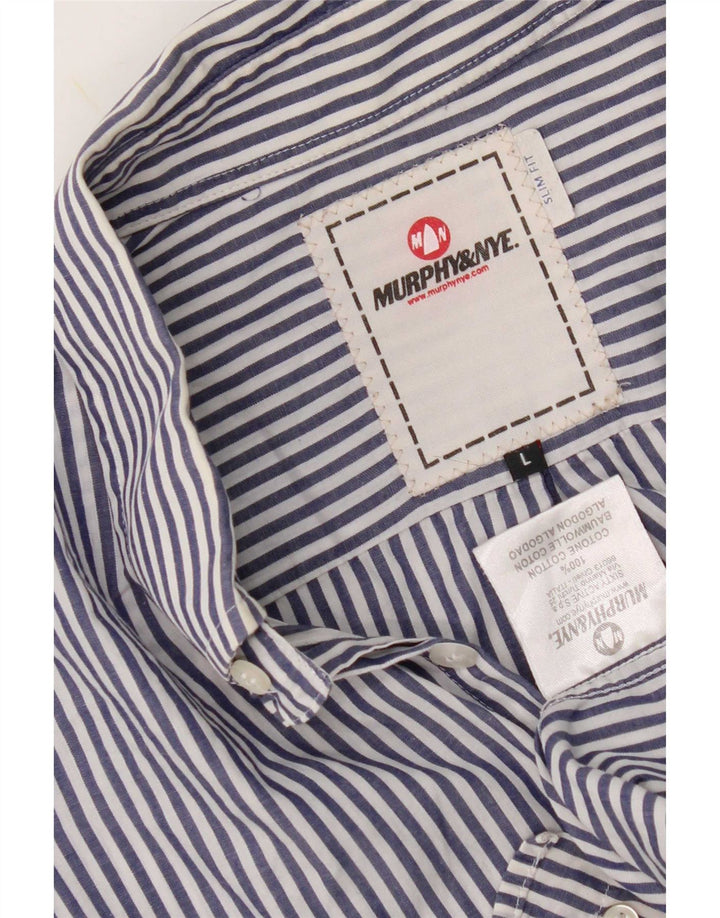 Ανδρικό πουκάμισο Murphy & Nye Slim Fit μεγάλο μπλε βαμβακερό ριγέ
