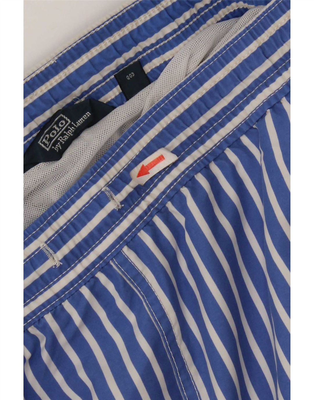 Ανδρικό σορτς κολύμβησης Polo Ralph Lauren με μεσαίο μπλε ριγέ πολυεστέρα