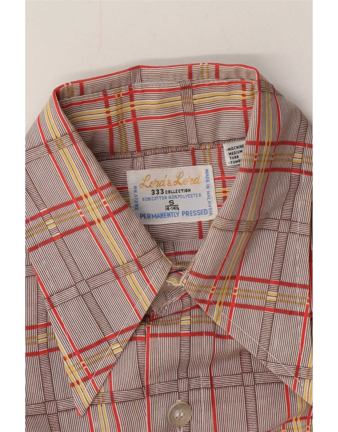 Vintage Ανδρικό Πουκάμισο 14 1/2 Small Brown Check Cotton