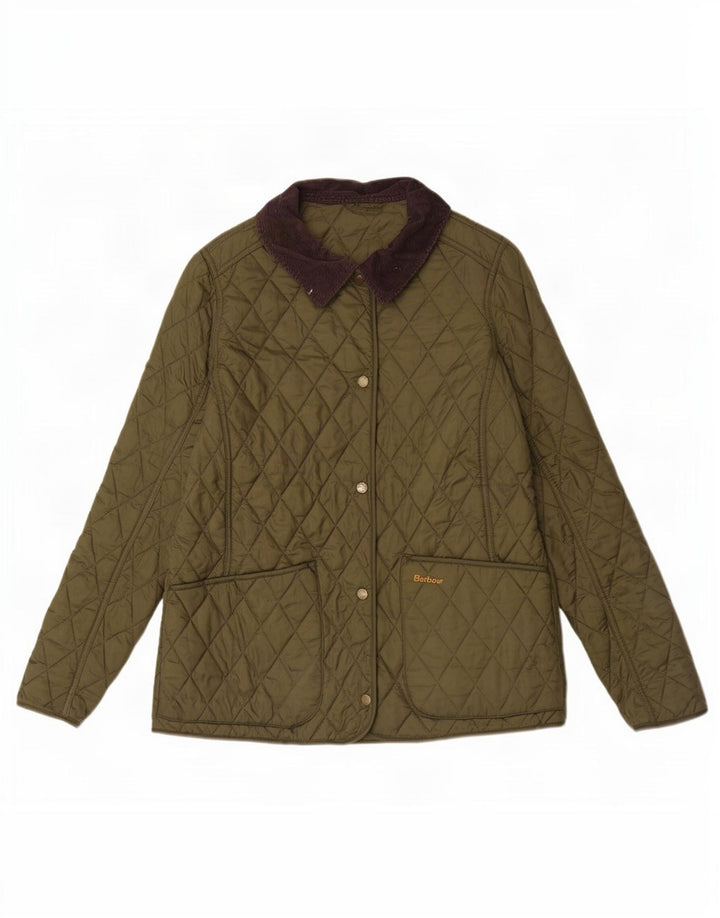 Barbour γυναικείο καπιτονέ μπουφάν UK 14 Large Khaki Colourblock Polyamide
