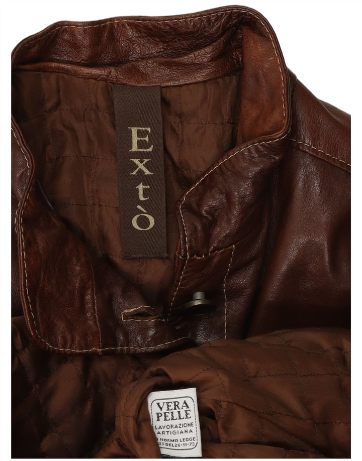 Vintage Γυναικείο Δερμάτινο Μπουφάν UK 12 Δερμάτινο Μεσαίο Καφέ