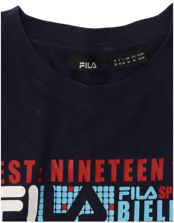Ανδρικό γραφικό T-Shirt Fila Top μεσαίο μπλε ναυτικό βαμβακερό