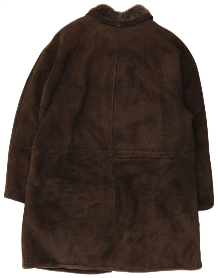 Vintage Ανδρικό πανωφόρι Shearling UK 40 Large Brown Δερμάτινο